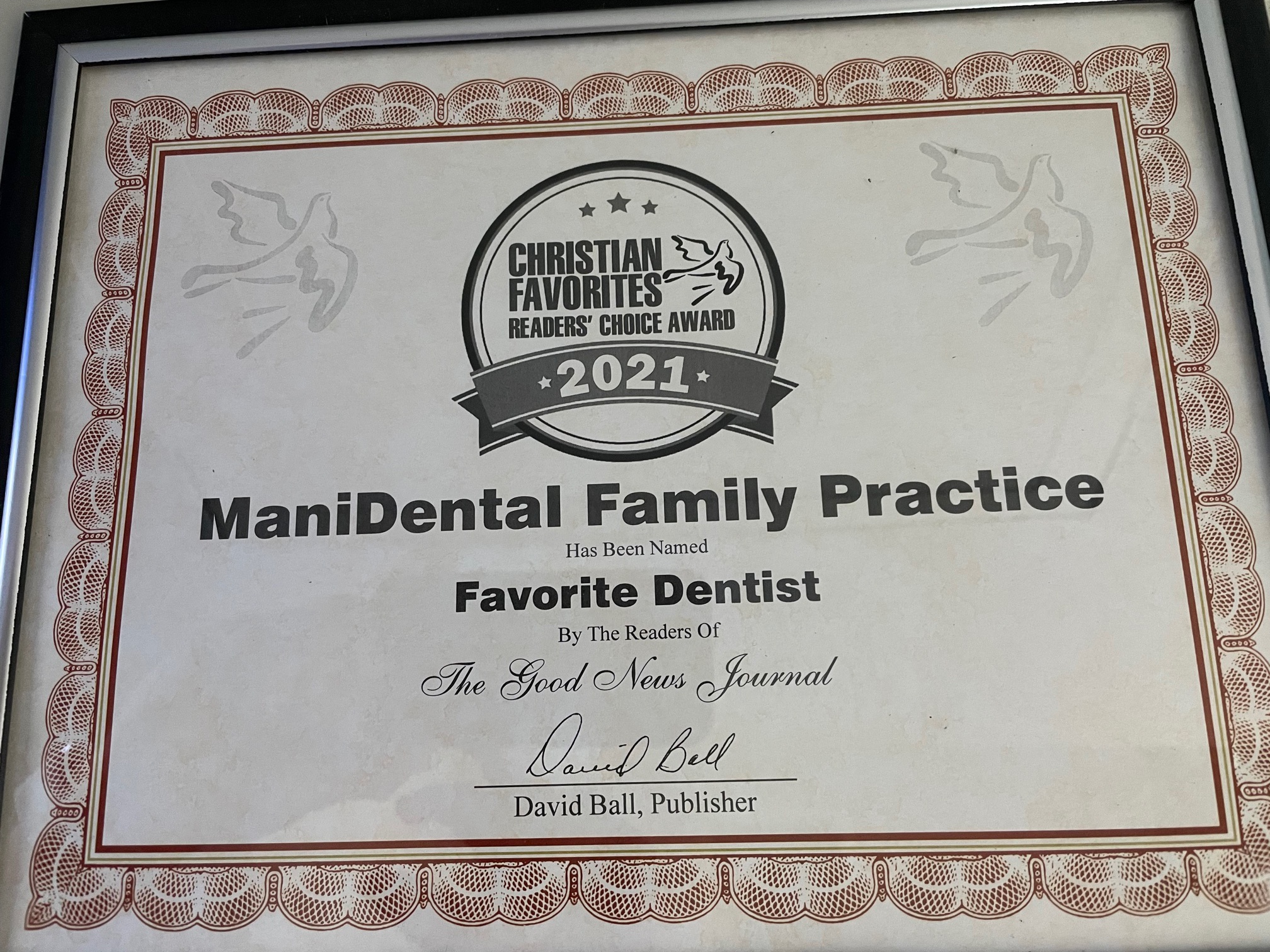Dentist with Award Elkin NC